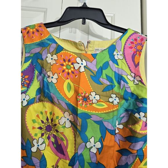 1960s Japanese Retro Mod Screen-Printed Shift Dress Bust 34 Small READ - Picture 16 of 16